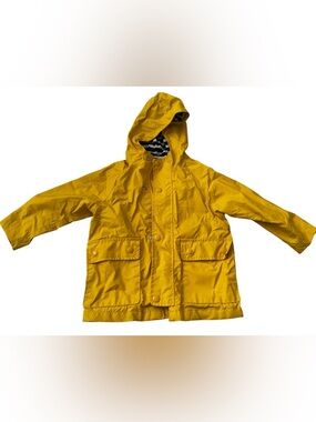 GAP Bright Yellow Hooded Raincoat with Striped Lining